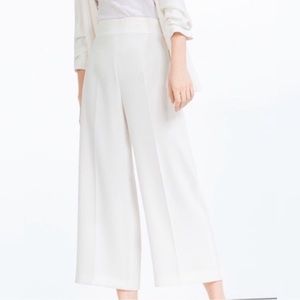 ZARA HIGH WAISTED WIDE LEG CROPPED PANTS